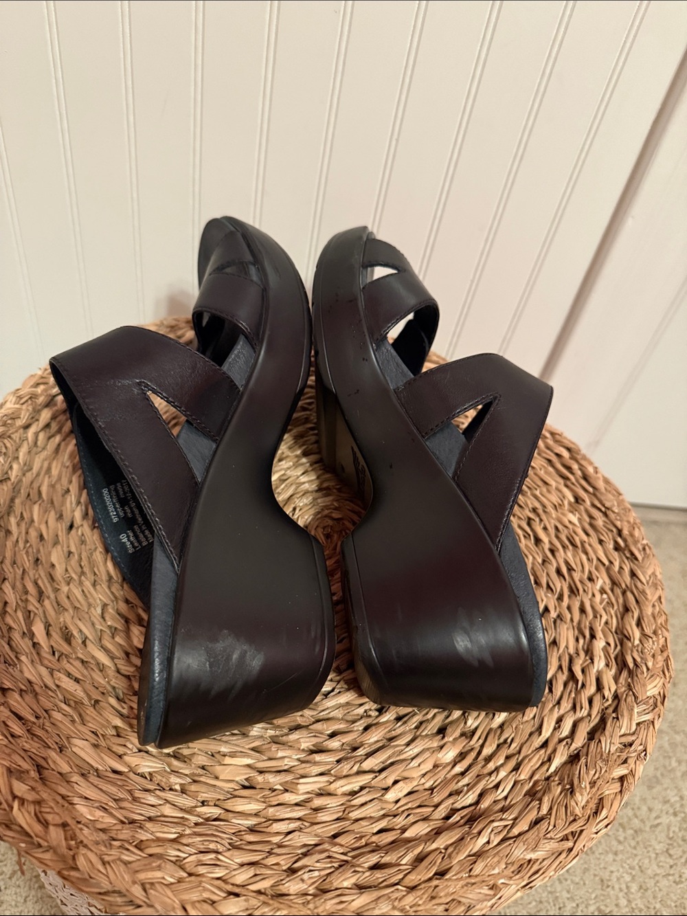 Dansko Black Leather Slip-On Clog Sandals - Picture 7 of 10